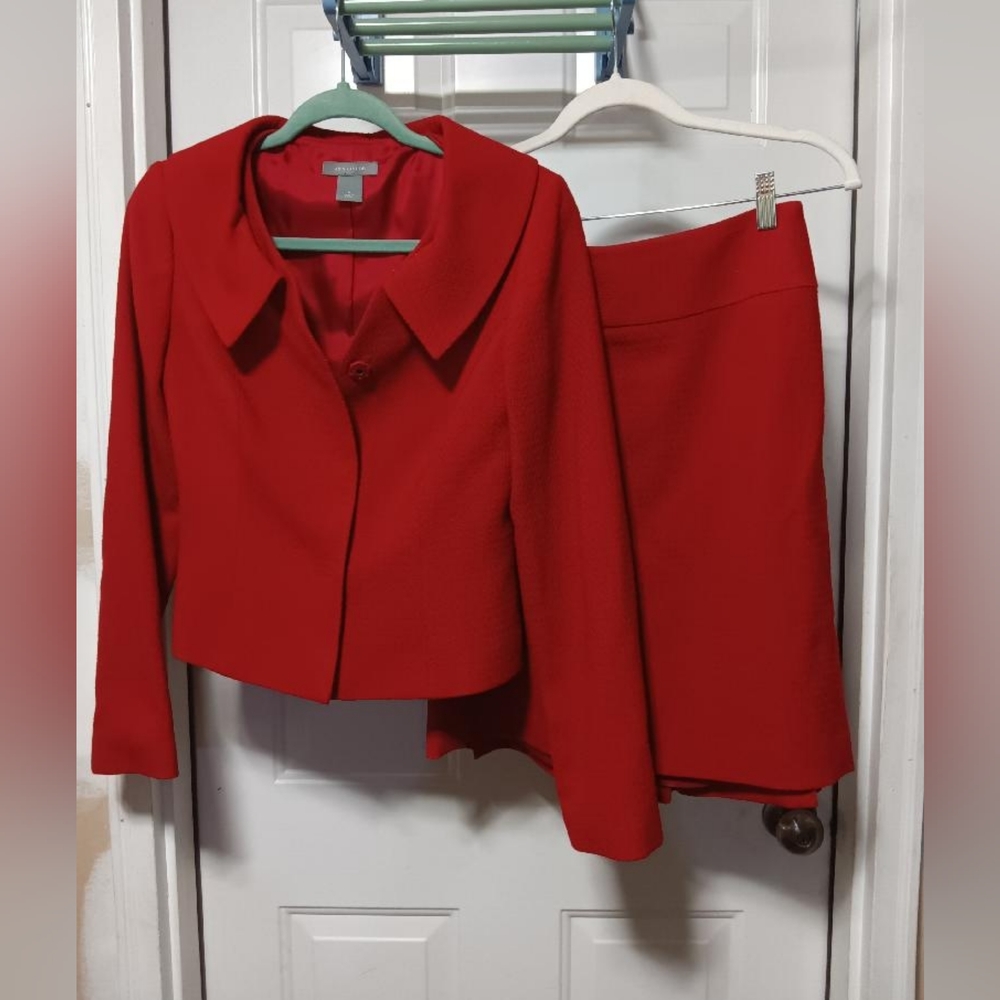 Ann Taylor 0/2 Red Wool Suit